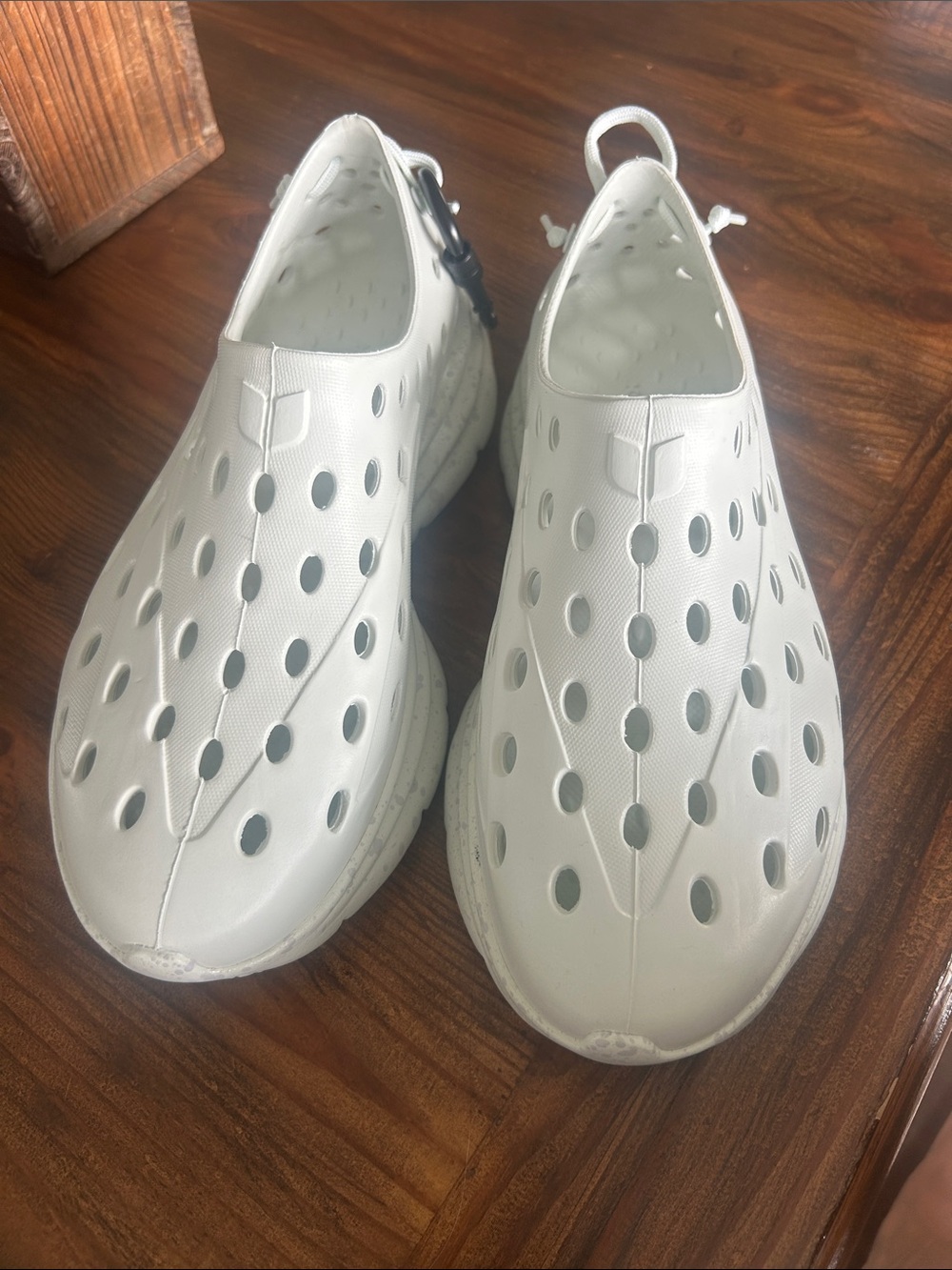 Women’s White Perforated Slip-On Sandals